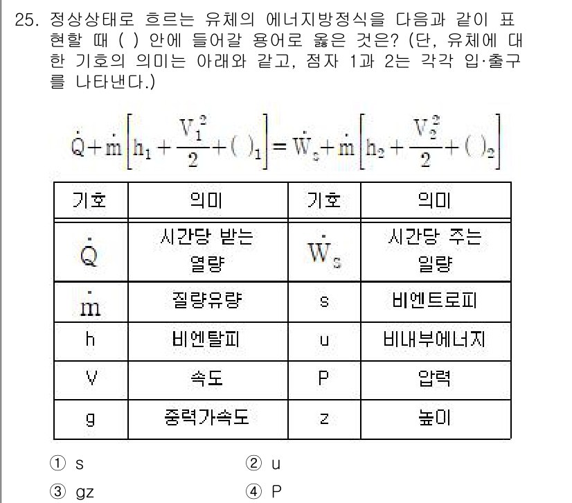 에너지관리기사 2021년 25번 - 정답이 3인 이유는 질량 유량(M)과 압력(P)의 관계에서, 변화하는 상... 에 관한 핵심 기출문제