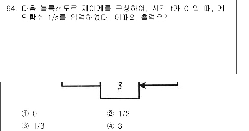 승강기기사 2021년 64번 - 이 문제는 블록선도로 제어계의 출력 값을 구하는 것으로, 주어진 입력 계... 에 관한 핵심 기출문제