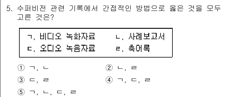 청소년상담사_1급(1교시) 2021년 5번 - 올바른 선택지는 2번(에). 

수퍼비전 관련 기록에서 비디오 및 오디오... 에 관한 핵심 기출문제
