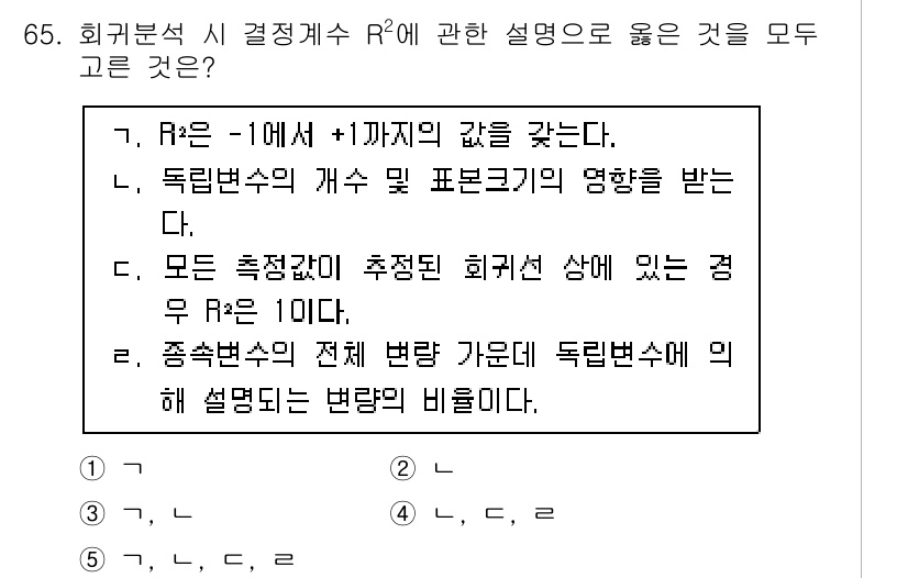 청소년상담사_1급(1교시) 2021년 65번 - 정답은 B입니다. 독립변수의 개수와 표본크기 간의 관계를 설명하는 내용으... 에 관한 핵심 기출문제