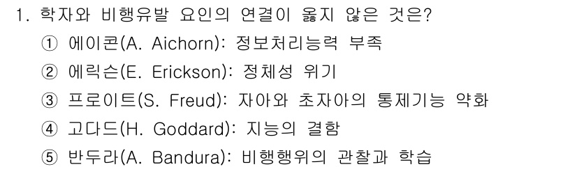 청소년상담사_1급(2교시)(구) 2021년 1번 - . 에이클론(A. Aichorn): 정보처리능력 부족은 학습자의 정서적인... 에 관한 핵심 기출문제