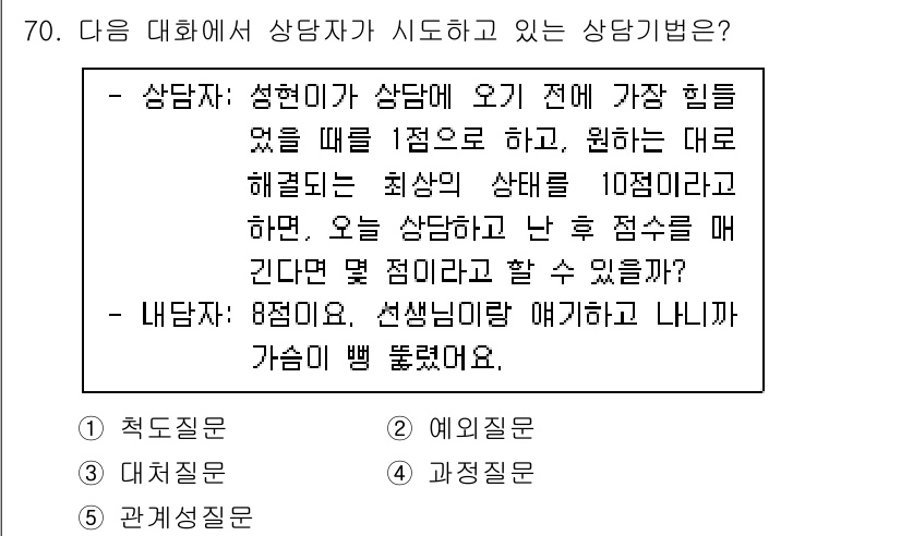 청소년상담사_2급(2교시) 2021년 70번 - 상담자가 자신의 감정을 이야기하며 상담을 이어가려는 모습이 나타나고 있으... 에 관한 핵심 기출문제