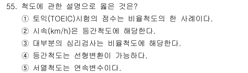 청소년상담사_3급(1교시)(구) 2021년 55번 - 등급 간의 선택 변환이 가능하다는 것은 다양한 평가 방식에서 점수를 서로... 에 관한 핵심 기출문제