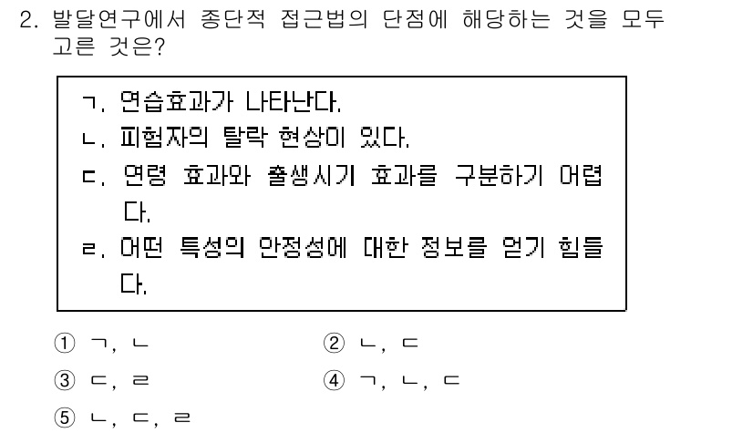 청소년상담사_3급(1교시) 2021년 2번 - 발달연구에서 중단법의 단점은 연구 대상의 연속적인 변화를 관찰하기 어렵기... 에 관한 핵심 기출문제