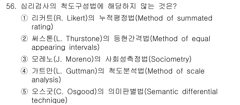 청소년상담사_3급(1교시) 2021년 56번 - 문항에서 각 항목은 심리검사나 평가 방법과 관련이 있습니다. 그러나 4번... 에 관한 핵심 기출문제