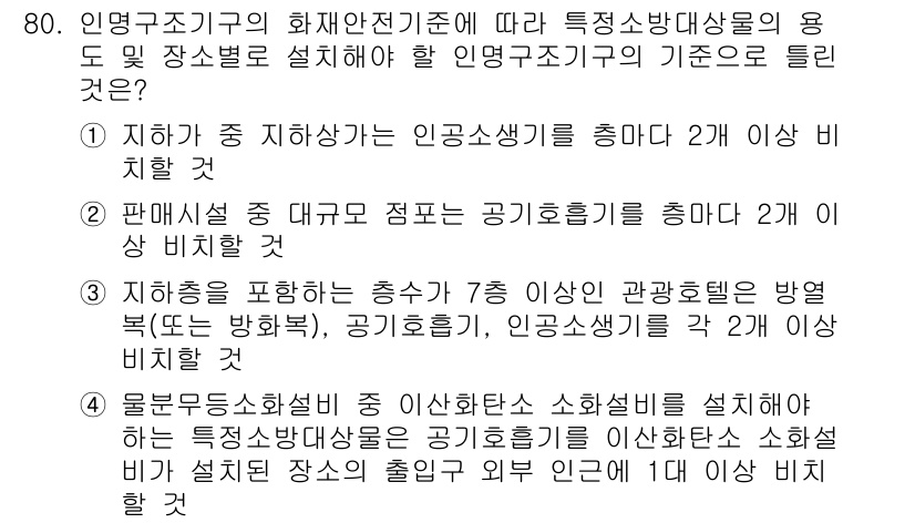 소방설비기사(기계분야) 2021년 81번 - 해당 자격증의 핵심 개념을 묻는 객관식 문제