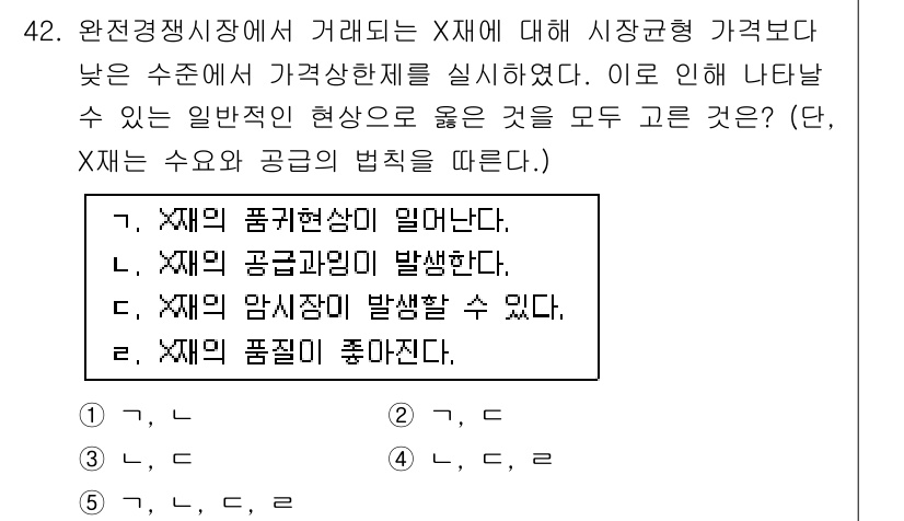 감정평가사_1차_1교시 2015년 42번 - 시장가격보다 낮은 수준에서 감정이 이루어졌다면, X재의 공급 과잉이 발생... 에 관한 핵심 기출문제