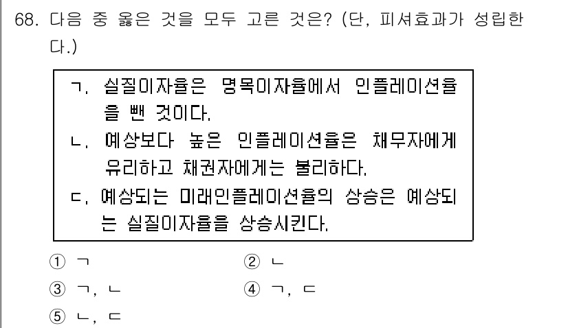 감정평가사_1차_1교시 2015년 68번 - 실질지수는 미래 인플레이션의 상승을 반영하지 않기 때문에 고정된 기준에 ... 에 관한 핵심 기출문제