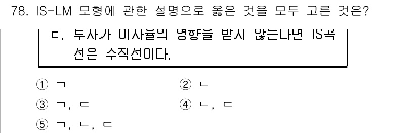 감정평가사_1차_1교시 2016년 76번 - 정답이 4번인 이유는 IS-LM 모형에서 투자자나 이자율의 변화가 IS곡... 에 관한 핵심 기출문제