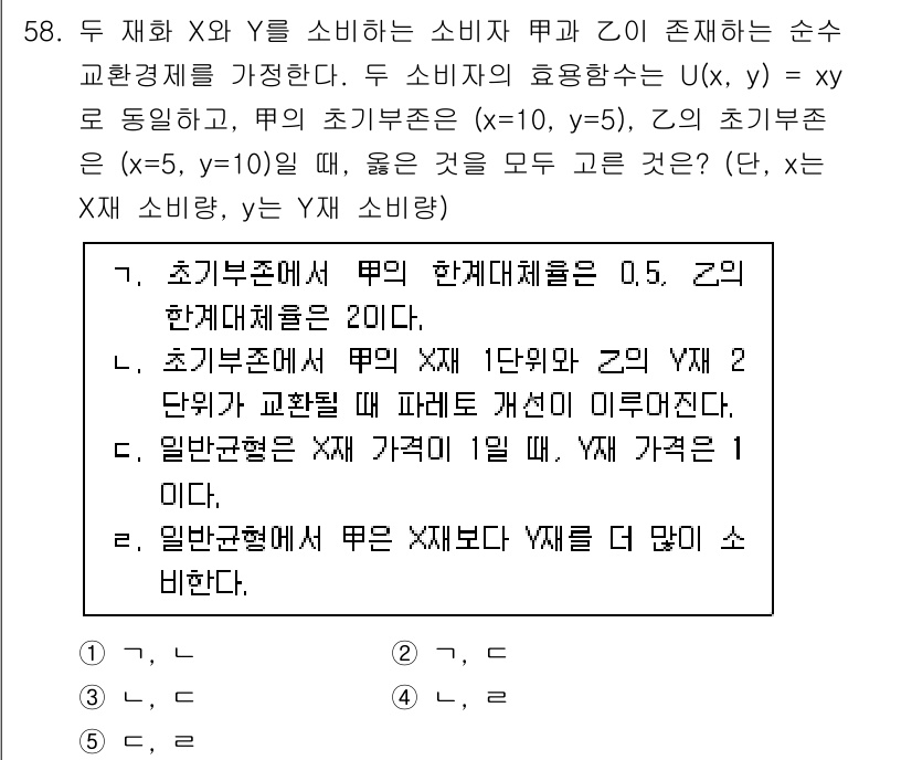 감정평가사_1차_1교시(구) 2020년 58번 - 주어진 문제에서, 초기부터의 소비자는 기본적으로 일정한 효용을 가지고 있... 에 관한 핵심 기출문제