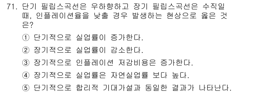 감정평가사_1차_1교시(구) 2021년 70번 - 단기 필립스 곡선이 우하향하고 장기 필립스 곡선은 수직일 때, 인플레이션... 에 관한 핵심 기출문제