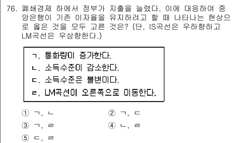 감정평가사_1차_1교시(구) 2021년 75번 - 정답 4번이 맞는 이유는 통화량 증가가 소득수준을 높이고, 이에 따라 L... 에 관한 핵심 기출문제