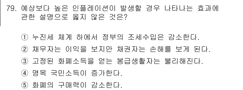 감정평가사_1차_1교시(구) 2021년 78번 - 정답인 2번은 예산보다 높은 인플레이션이 발생할 경우, 재무제표의 해석에... 에 관한 핵심 기출문제