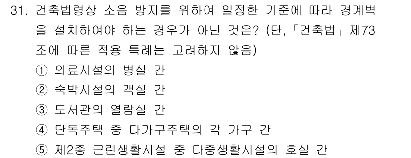 감정평가사_1차_2교시 2015년 31번 - 법적 기준에 따라 건축물의 용도 및 특성을 고려할 때, 도서관의 열량 간... 에 관한 핵심 기출문제