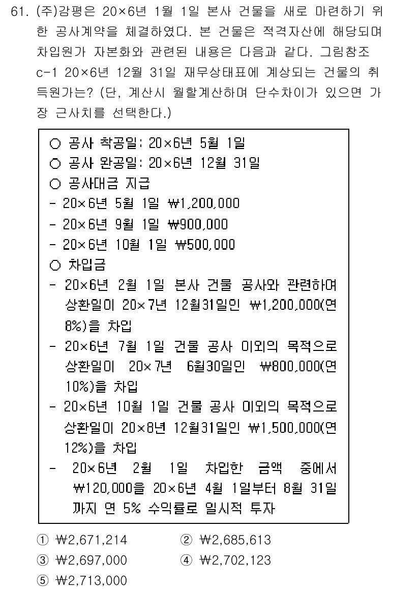 감정평가사_1차_2교시 2016년 61번 - 문제에서는 20×6년 1월 1일 기준으로 평가된 건물의 공사비와 관련된 ... 에 관한 핵심 기출문제