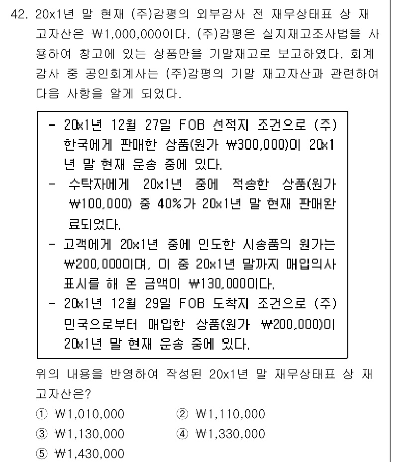 감정평가사_1차_2교시 2018년 42번 - 정답 3번의 이유는 감정 평가 시 수탁자에게 적정한 가격을 평가해야 하며... 에 관한 핵심 기출문제
