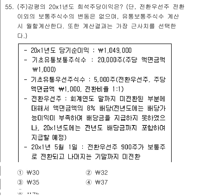 감정평가사_1차_2교시 2018년 55번 - 20x1년도의 기준시가를 구하기 위해 배당금과 관련된 계산을 통해 평가가... 에 관한 핵심 기출문제