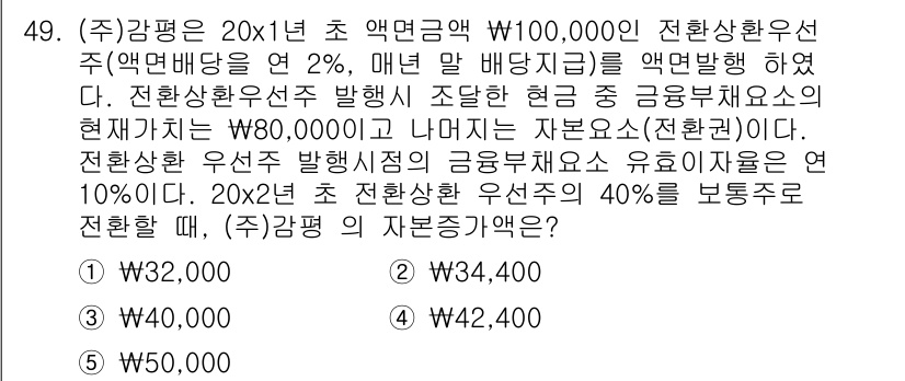 감정평가사_1차_2교시 2021년 49번 - 주어진 자료를 바탕으로 연간 배당금(2%의 100,000원)을 계산하고,... 에 관한 핵심 기출문제