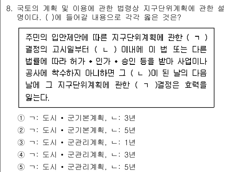 감정평가사_1차_2교시 2021년 8번 - 국가의 계획 및 이용에 관한 법률은 지역균형발전과 주민의 생활 향상을 위... 에 관한 핵심 기출문제