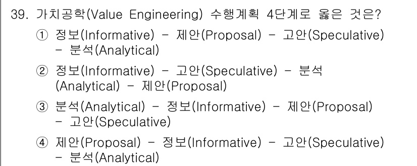 실내건축기사 2021년 40번 - 재안(Proposal) 단계에서는 가능한 해결책을 제시하고, 정보(Inf... 에 관한 핵심 기출문제