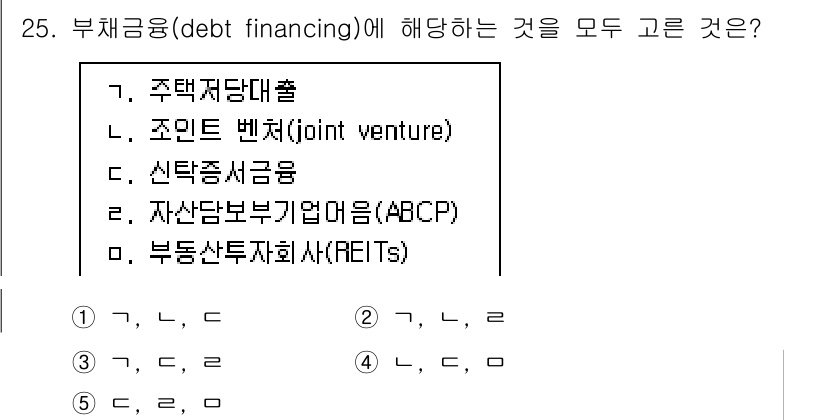 공인중개사_1차 2021년 25번 - 부채금융(debt financing)은 기업이 자금을 조달할 때 주로 부... 에 관한 핵심 기출문제