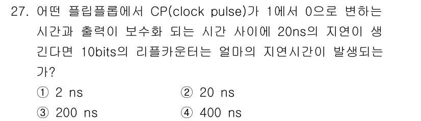 전자계산기제어산업기사 2015년 27번 - CP가 1에서 0으로 변하는 시간과 출력이 보스화 되는 시간을 고려할 때... 에 관한 핵심 기출문제