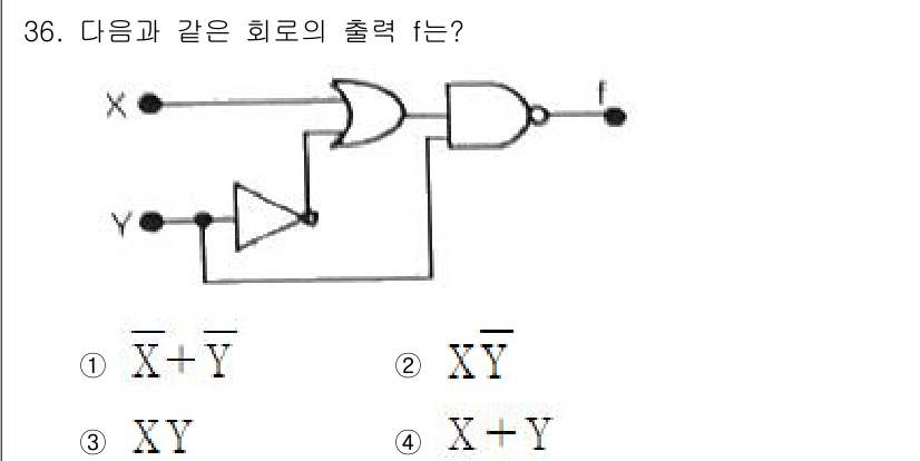 전자계산기제어산업기사(구) 2016년 37번 - 주어진 회로는 NOT 게이트와 AND, OR 게이트로 구성되어 있습니다.... 에 관한 핵심 기출문제