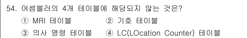전자계산기제어산업기사 2016년 55번 - 어셈블러의 4개 데이터에는 MR 데이터, 기호 데이터, 의사 명령 데이터... 에 관한 핵심 기출문제