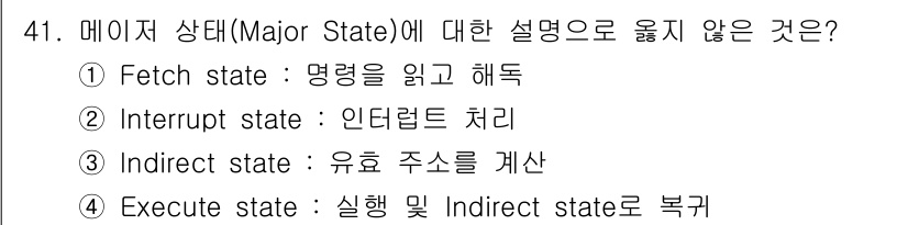 전자계산기제어산업기사 2017년 41번 - "Execute state"는 명령어 실행과 관련된 상태로, Direct... 에 관한 핵심 기출문제
