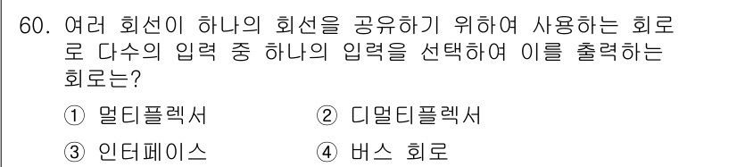 전자계산기제어산업기사 2020년 60번 - 해당 자격증의 핵심 개념을 묻는 객관식 문제
