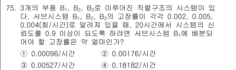 품질경영기사 2021년 76번 - 주어진 문제는 서비스 시스템의 고장률을 바탕으로 시스템의 신뢰도를 평가하... 에 관한 핵심 기출문제