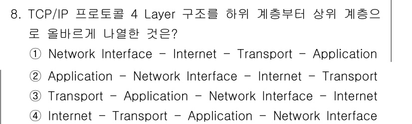 네트워크관리사_2급 2021년 8번 - 해당 자격증의 핵심 개념을 묻는 객관식 문제