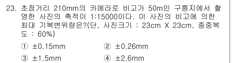 지적기사 2021년 23번 - 주어진 조건에서 사진의 축척이 1:150,000임을 고려하면, 실제 거리... 에 관한 핵심 기출문제