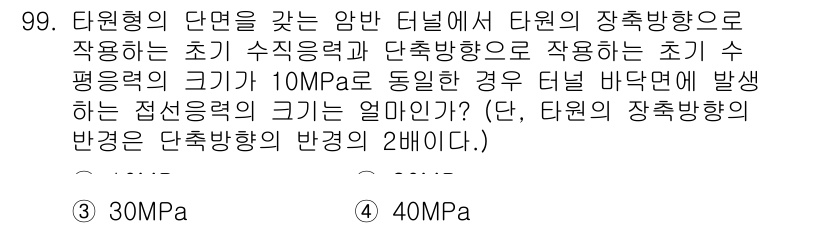 화약류관리기사 2021년 99번 - 압력의 단면적에 따라 안전성을 고려할 수 있으며, 주어진 조건에서 타원형... 에 관한 핵심 기출문제