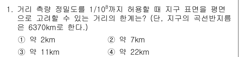 측량및지형공간정보기사 2021년 1번 - 해당 자격증의 핵심 개념을 묻는 객관식 문제