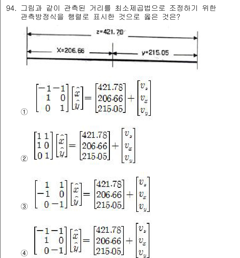 측량및지형공간정보기사 2021년 94번 - 이유: 관측된 거리와 수평 거리의 관계를 고려할 때, 관측값의 시점과 관... 에 관한 핵심 기출문제