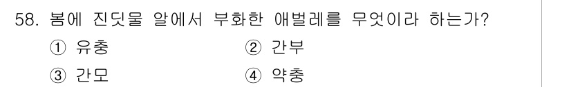 임업종묘기사 2015년 58번 - 정답은 3번 '간모'입니다. 봄에 진딧물을 알에서 부화하여 해가 되는 해... 에 관한 핵심 기출문제