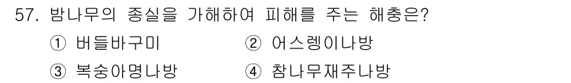 임업종묘기사 2018년 57번 - . 복숭아명이나방은 밤나무의 종실을 가해하여 피해를 줍니다. 이 해충은 ... 에 관한 핵심 기출문제