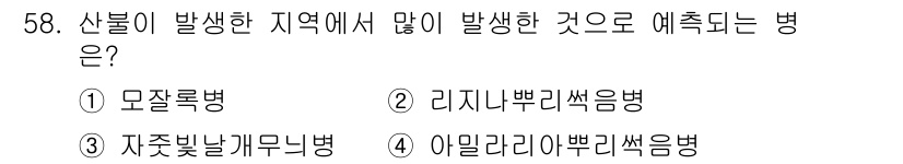 임업종묘기사 2019년 58번 - . 리지니아뿌리썩음병

리지니아뿌리썩음병은 주로 특정 기후 조건에서 발생... 에 관한 핵심 기출문제