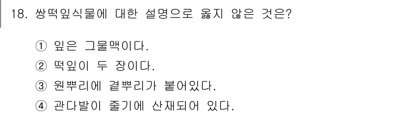 임업종묘기사 2020년 18번 - 관다발이 줄기에 산재되어 있다는 설명은 식물의 구조와 기능에 맞지 않습니... 에 관한 핵심 기출문제