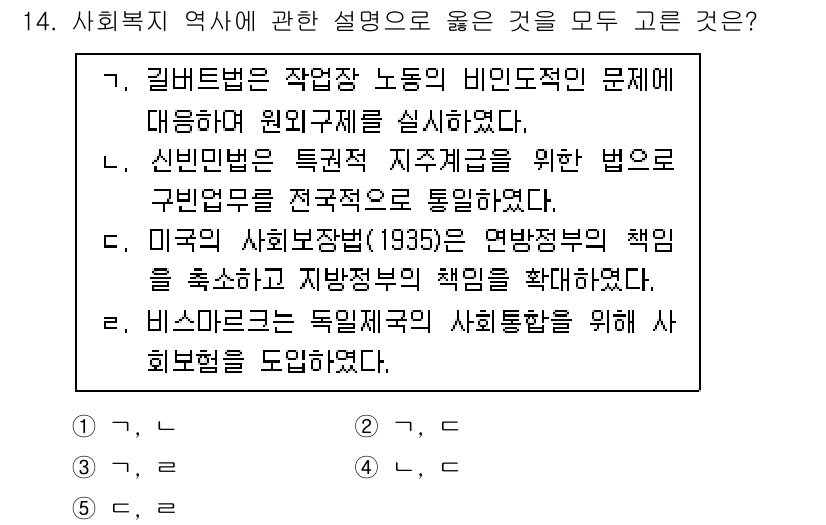 사회복지사_1급(3교시)(구) 2022년 14번 - 미국의 사회복지법인 1935년의 연방정부와 지방정부의 책임 확대는 사회복... 에 관한 핵심 기출문제