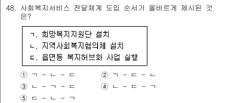 사회복지사_1급(3교시)(구) 2022년 48번 - 정답인 이유는 사회복지 서비스 전달체계는 체계적으로 구성되어야 하며, 해... 에 관한 핵심 기출문제