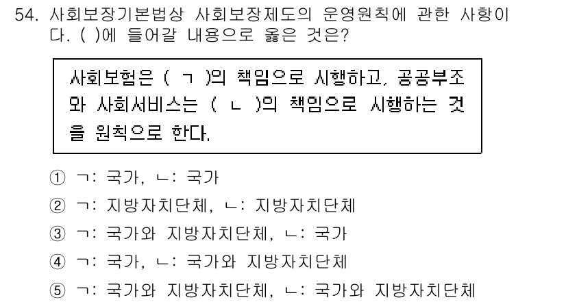 사회복지사_1급(3교시)(구) 2022년 54번 - 사회복지법에 따르면 국가와 지방자치단체는 사회복지서비스를 효율적으로 제공... 에 관한 핵심 기출문제