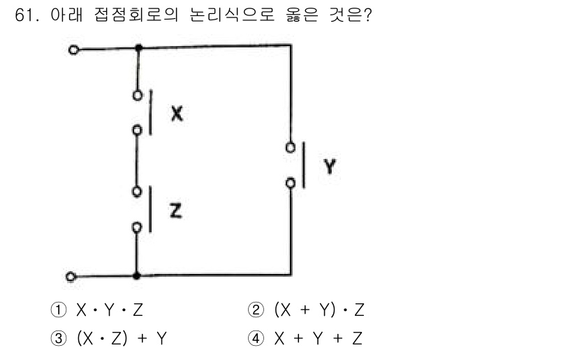 공조냉동기계기사(구) 2020년 61번 - 주어진 도식은 X와 Z를 병렬로 연결하고, 이 결과와 Y를 직렬로 연결한... 에 관한 핵심 기출문제