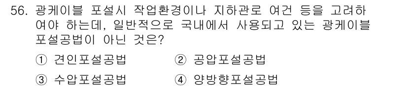 통신선로산업기사(통합편입) 2019년 56번 - 해당 자격증의 핵심 개념을 묻는 객관식 문제