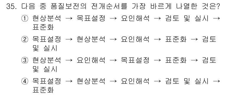 설비보전기사(구) 2017년 35번 - 정답인 이유: 현상 분석을 통해 현재 상태를 파악한 후, 문제의 원인을 ... 에 관한 핵심 기출문제