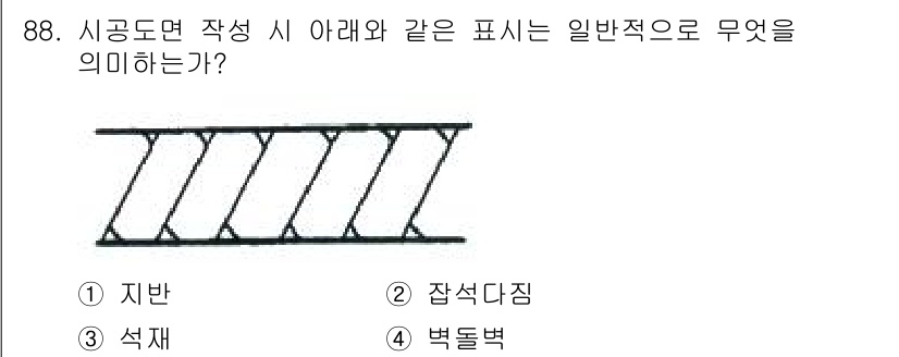 조경기사 2022년 88번 - . 잡석다짐  
잡석다짐은 시공 도면에서 보강재나 지지 구조물을 표시할 ... 에 관한 핵심 기출문제