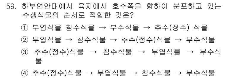 자연생태복원기사 2016년 59번 - 부엽층에서의 유기물 분해로 부엽식물이 생기고, 이들이 이후에 추수(정식)... 에 관한 핵심 기출문제