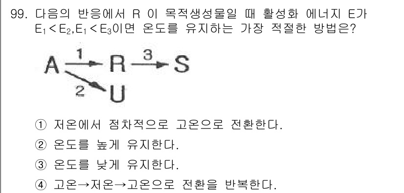 화공기사(구) 2017년 99번 - 정답 3번의 이유는, 자원의 반응성이 높은 경우에는 온도를 낮추는 것이 ... 에 관한 핵심 기출문제