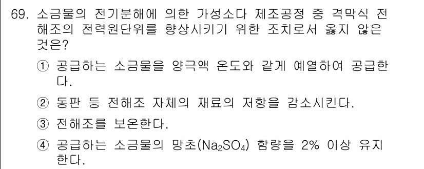 화공기사 2020년 69번 - 이유: 공급물의 α 소금의 망코(Na2SO4) 농도가 2% 이상일 경우,... 에 관한 핵심 기출문제